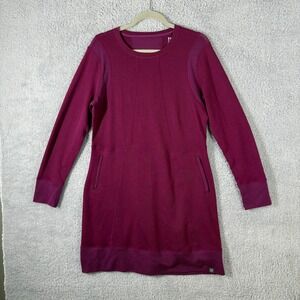Title Nine Merino Wool Blend Long Sleeve Dress Size L Fuschia Purple Pockets